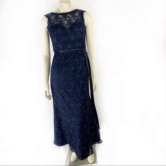 Morilee by Madeline Garder Navy Blue Lace Dress size 4 - Picture 3 of 9